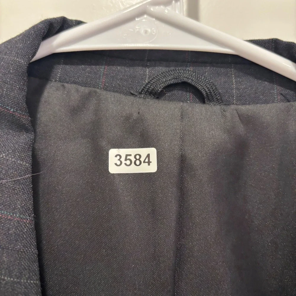 Oleg Cassini Mens Pinstripe Double Breasted Blazer Blue Peak Lapel Jacket 48R